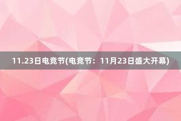 11.23日电竞节(电竞节：11月23日盛大开幕)