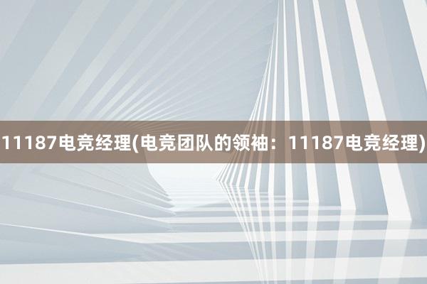 11187电竞经理(电竞团队的领袖：11187电竞经理)