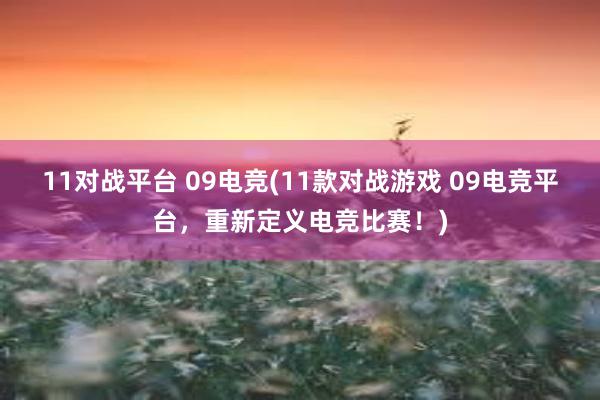 11对战平台 09电竞(11款对战游戏 09电竞平台，重新定义电竞比赛！)