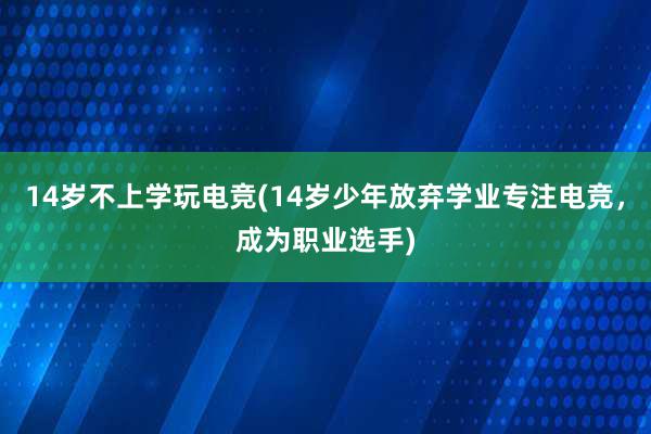 14岁不上学玩电竞(14岁少年放弃学业专注电竞，成为职业选手)