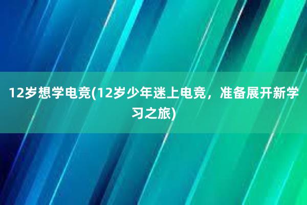 12岁想学电竞(12岁少年迷上电竞，准备展开新学习之旅)