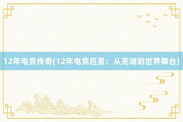 12年电竞传奇(12年电竞巨星：从芜湖到世界舞台)