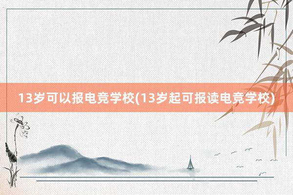 13岁可以报电竞学校(13岁起可报读电竞学校)