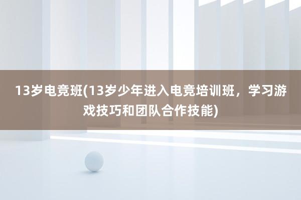 13岁电竞班(13岁少年进入电竞培训班，学习游戏技巧和团队合作技能)