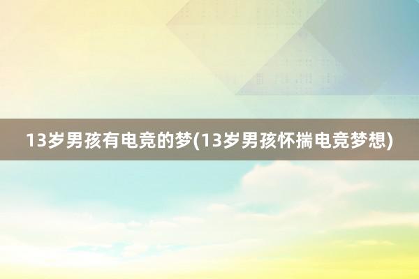 13岁男孩有电竞的梦(13岁男孩怀揣电竞梦想)