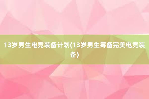 13岁男生电竞装备计划(13岁男生筹备完美电竞装备)