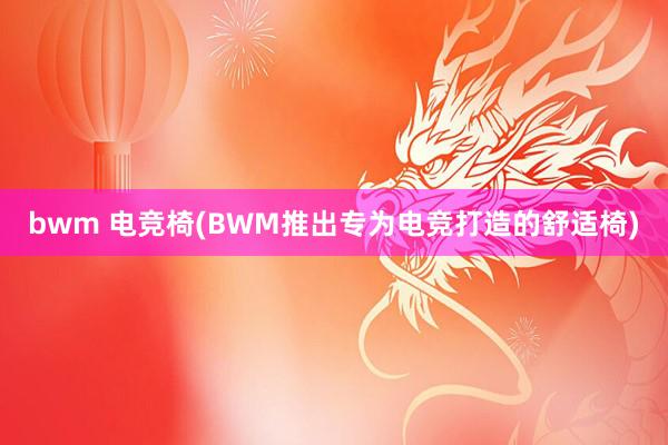 bwm 电竞椅(BWM推出专为电竞打造的舒适椅)