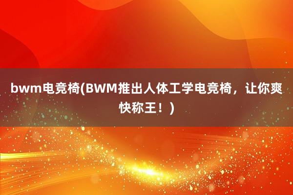 bwm电竞椅(BWM推出人体工学电竞椅，让你爽快称王！)