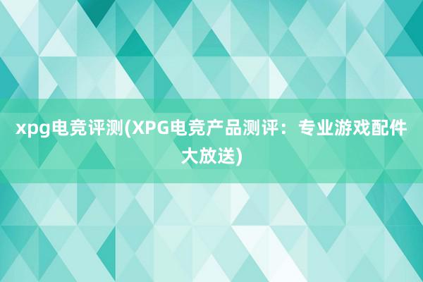 xpg电竞评测(XPG电竞产品测评：专业游戏配件大放送)