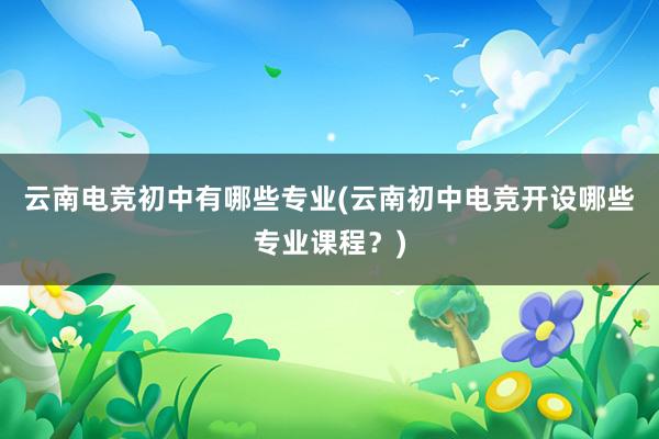 云南电竞初中有哪些专业(云南初中电竞开设哪些专业课程？)