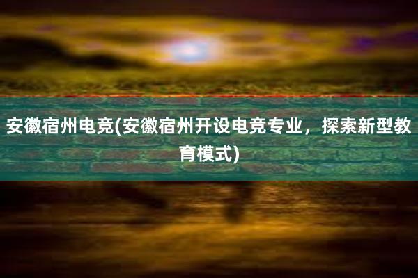 安徽宿州电竞(安徽宿州开设电竞专业，探索新型教育模式)