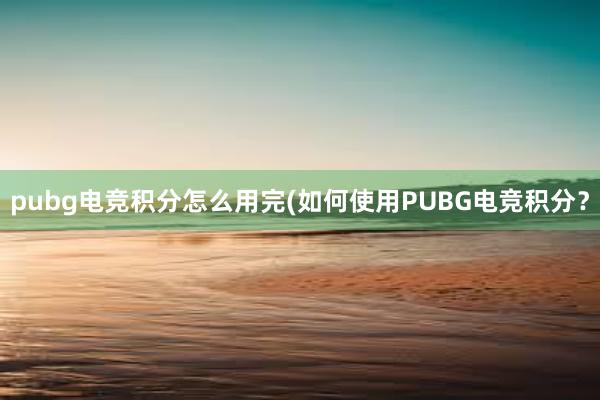 pubg电竞积分怎么用完(如何使用PUBG电竞积分？