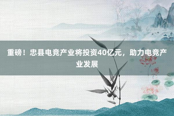 重磅！忠县电竞产业将投资40亿元，助力电竞产业发展