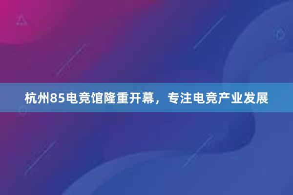 杭州85电竞馆隆重开幕，专注电竞产业发展