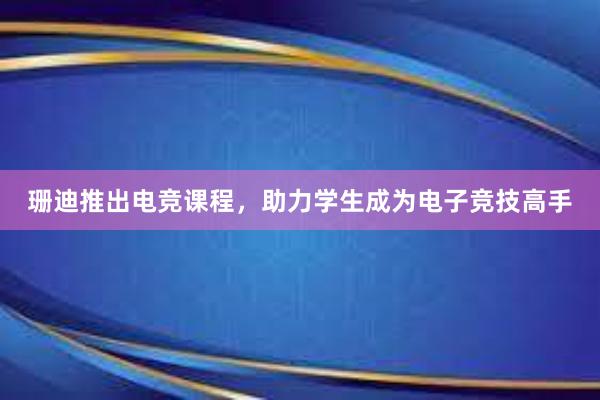 珊迪推出电竞课程，助力学生成为电子竞技高手