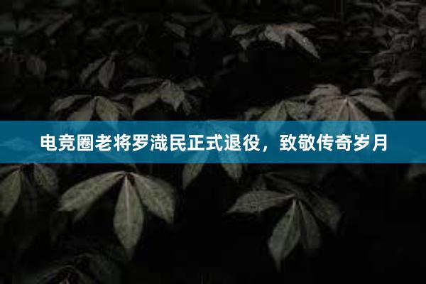 电竞圈老将罗渽民正式退役，致敬传奇岁月